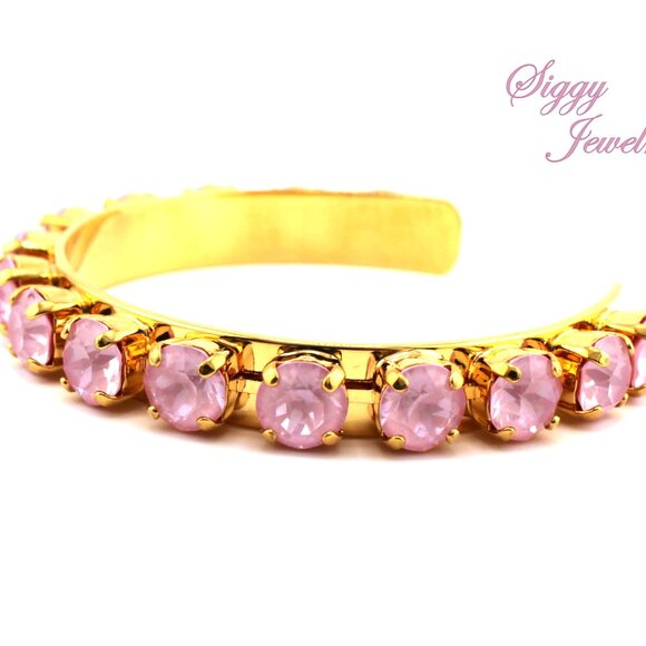 Soft Rose Ignite Austrian Crystal Bangle Bracelet – Light Pink, Gold Plated - Picture 4 of 7